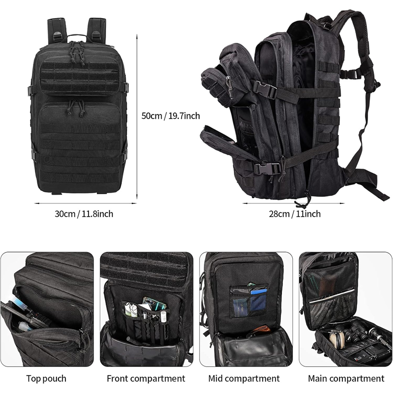 BK-2266 YAKEDA Tactical Backpack, Large 3 Day MOLLE Assault Pack Backpack Bug out Bag Backpack - ForcesArmy