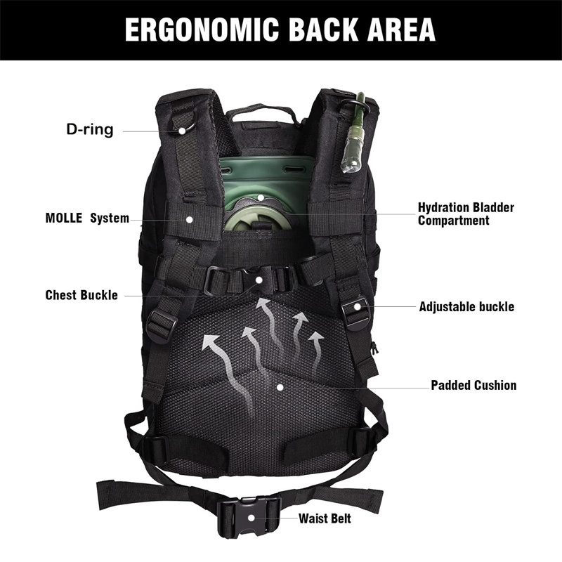 BK-2266 YAKEDA Tactical Backpack, Large 3 Day MOLLE Assault Pack Backpack Bug out Bag Backpack - ForcesArmy