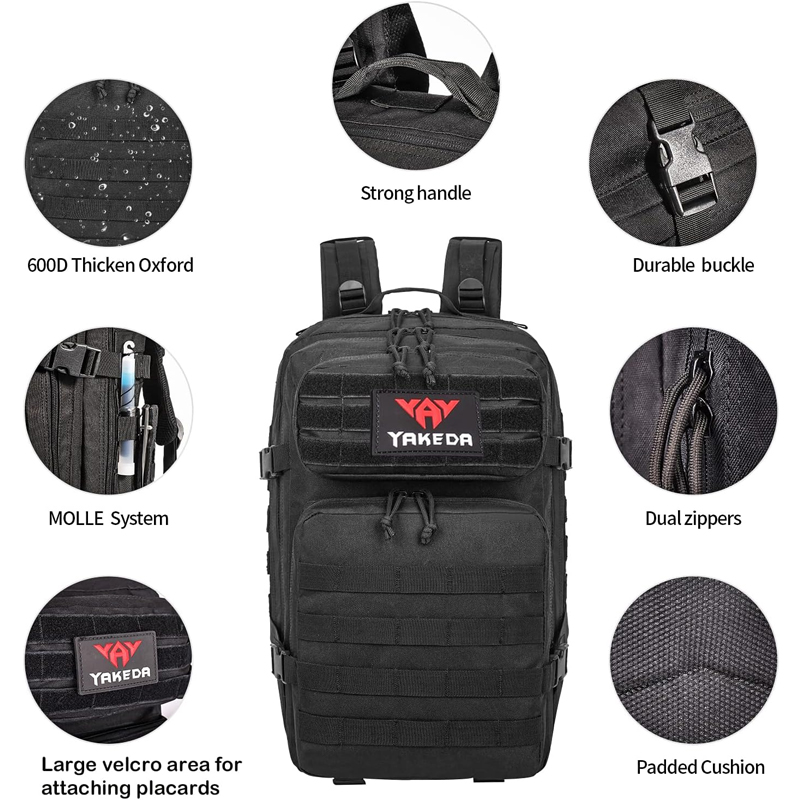 BK-2266 YAKEDA Tactical Backpack, Large 3 Day MOLLE Assault Pack Backpack Bug out Bag Backpack - ForcesArmy