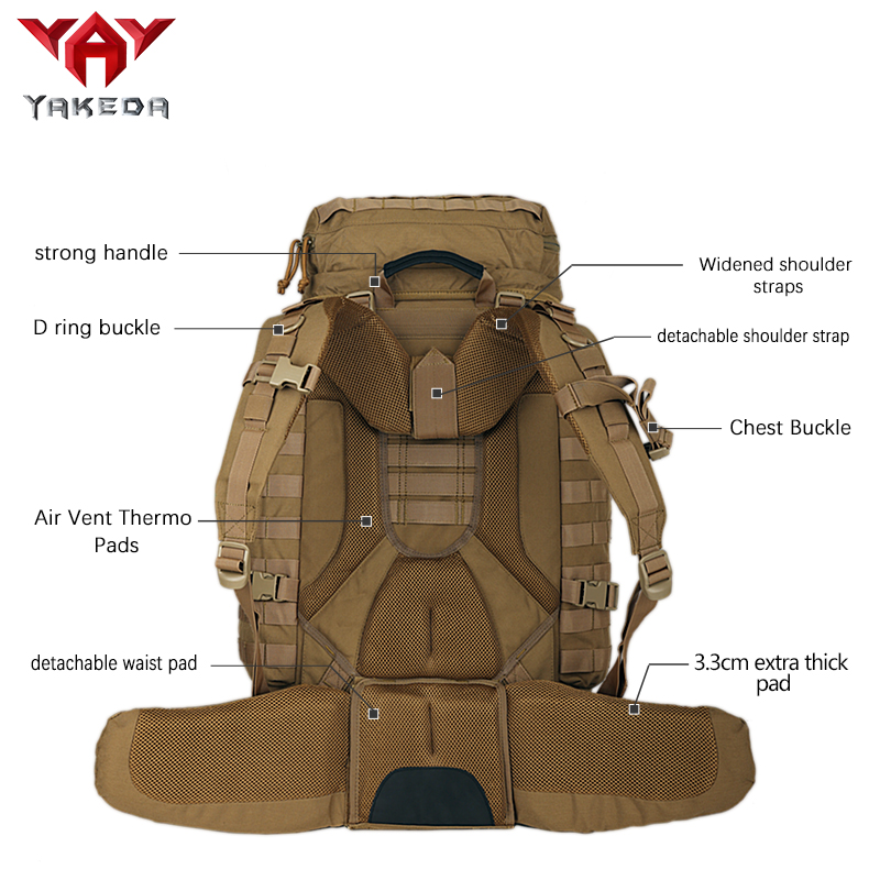 19780 YAKEDA Tactical Backpack Military Rucksack Traveling Hiking Outdoor 90L - ForcesArmy