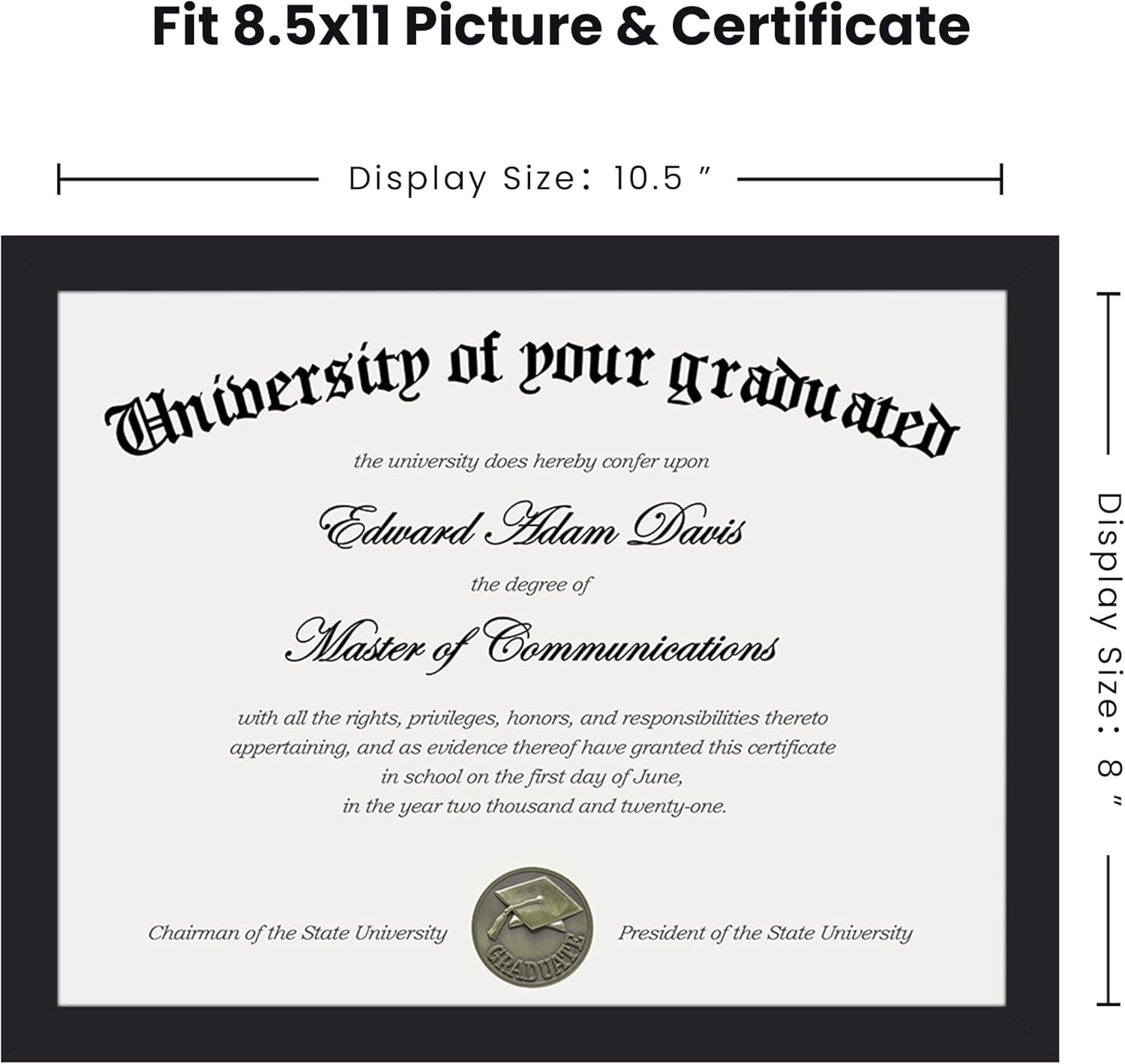 Picture Frame, Display Pictures 6x8 with Mat or 8.5x11 Wall Hanging Photo Certificate Frame - ForcesArmy