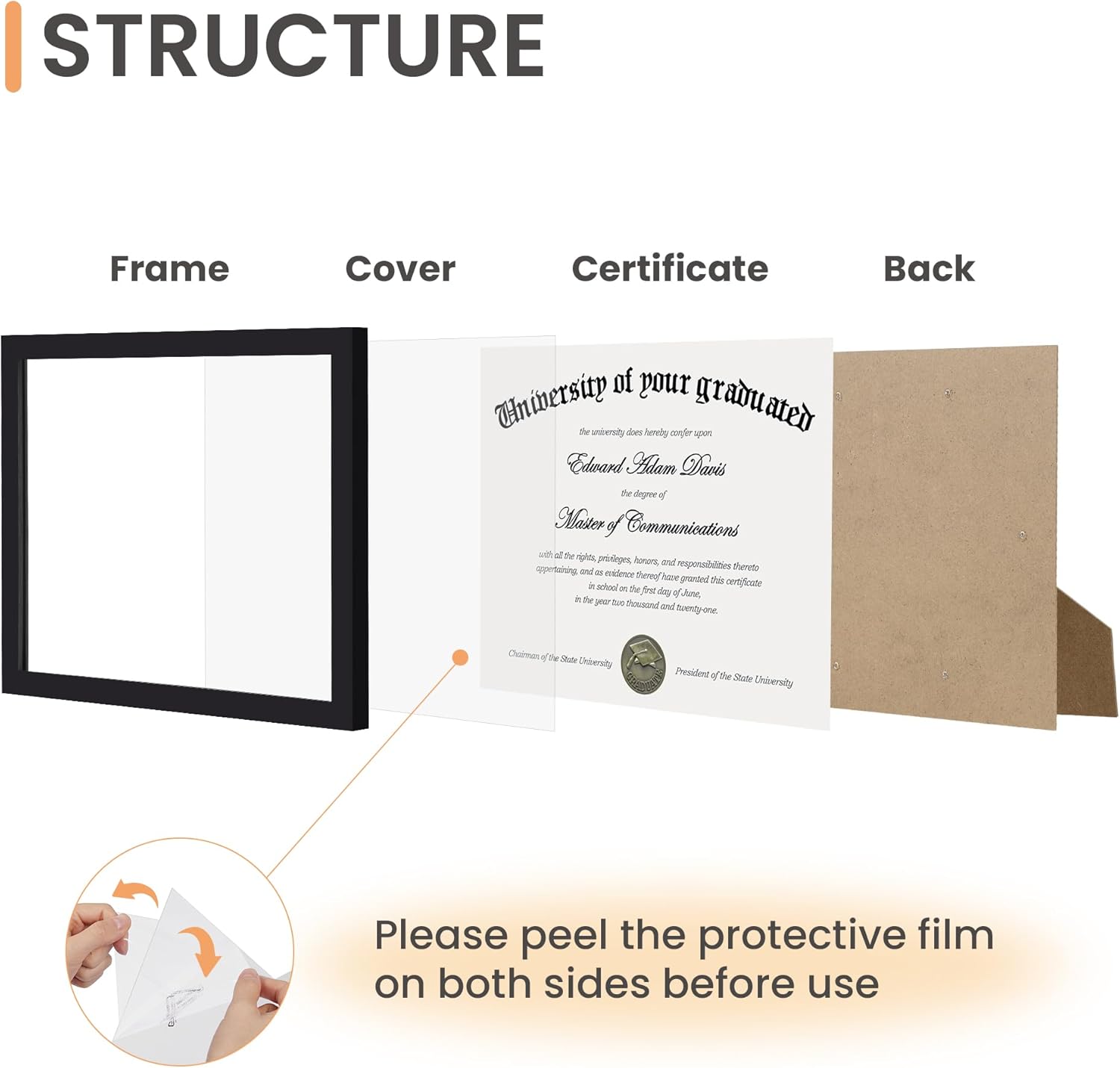 Picture Frame, Display Pictures 6x8 with Mat or 8.5x11 Wall Hanging Photo Certificate Frame - ForcesArmy