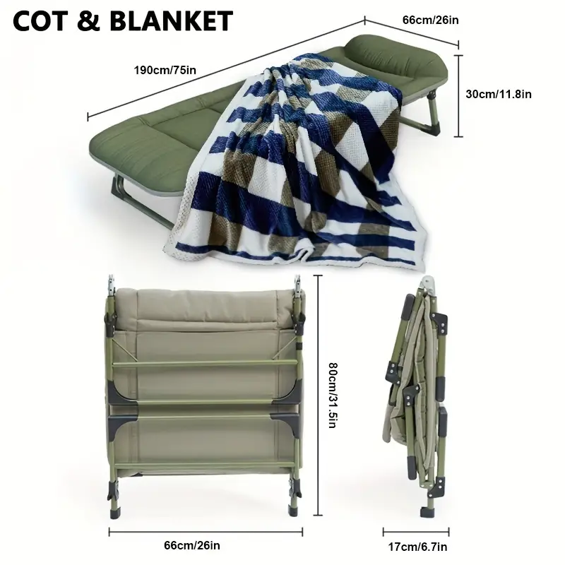 Folding Sleeping Bed,Adjustable Camping Cot, Portable Lightweight  for office outdoor - ForcesArmy