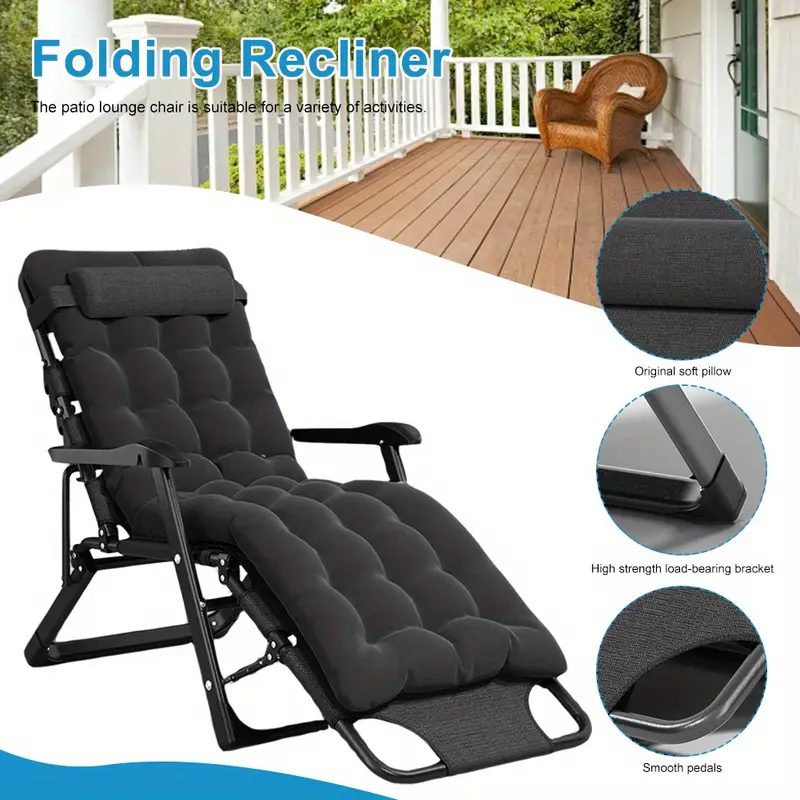 Folding Lounge Chair For Balcony, Portable Leisure Nap Bed, Backrest Chair For Room, Office - ForcesArmy