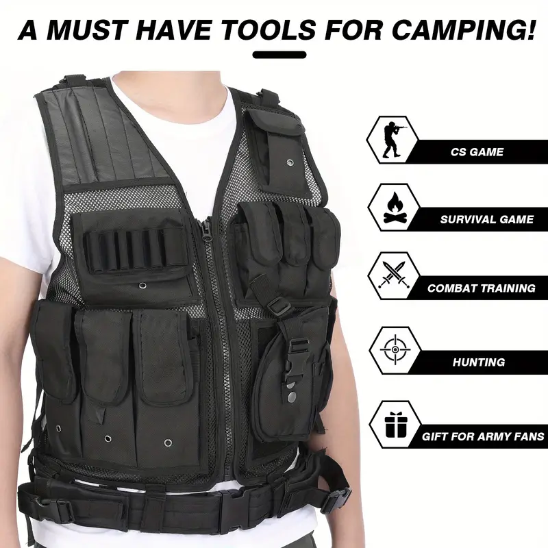 Breathable Tactical Vest – Multi-Pocket Combat Vest for Hunting, Camping, and Hiking - ForcesArmy