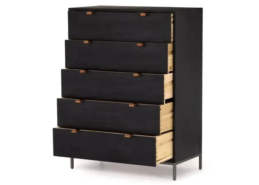 Justina 5-Drawer Tall Dresser - Black Wash Poplar