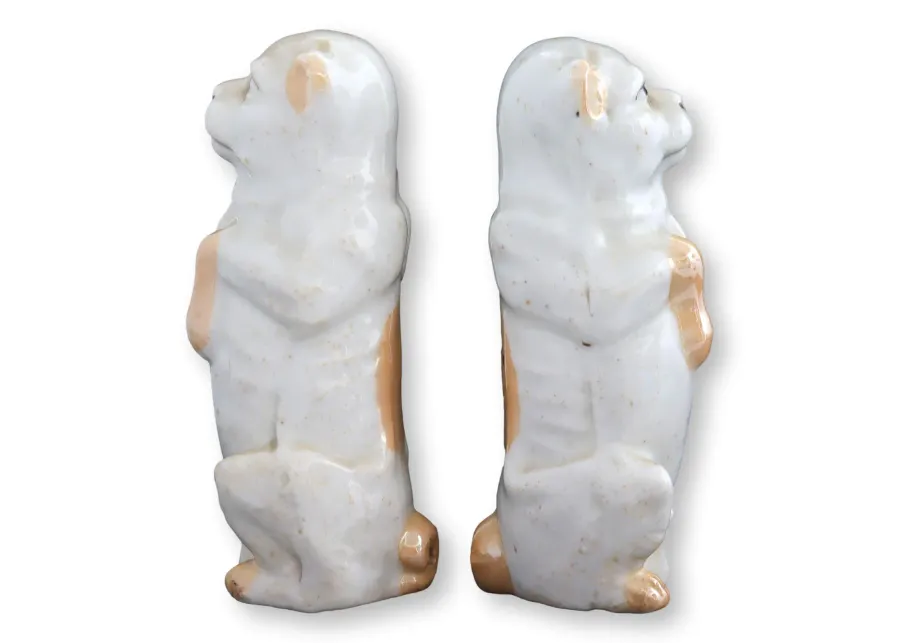 Antique German Porcelain Begging Pugs