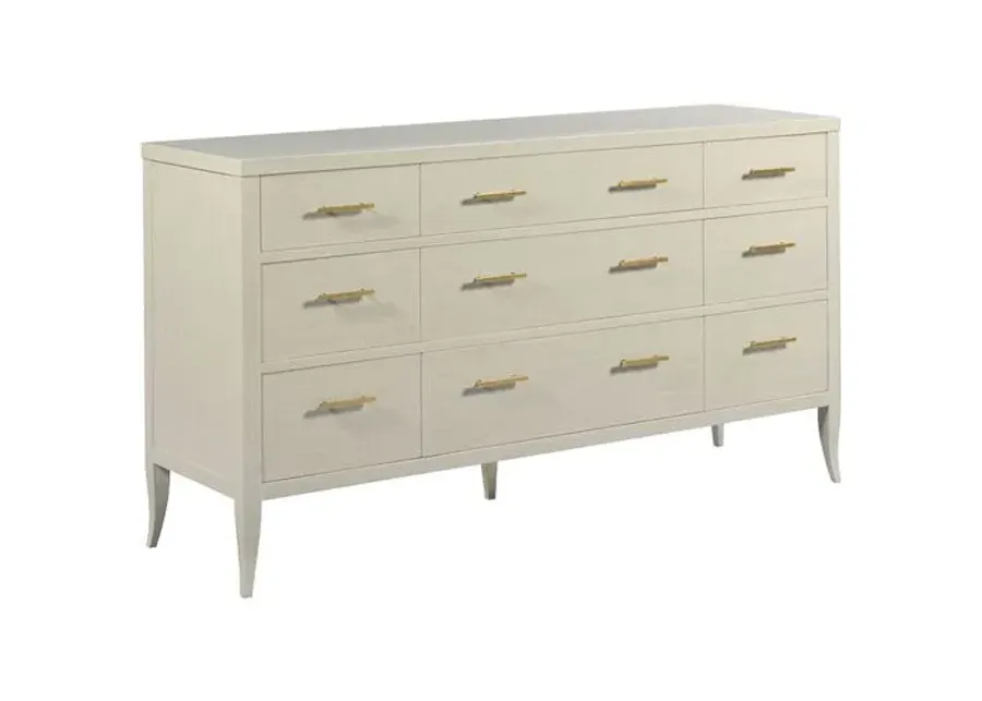 Layla Double Dresser - Graystone/Brass - Ivory