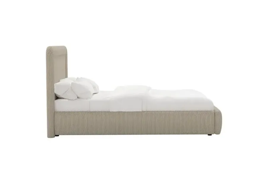 Marisa Platform Bed - Jane Stripe - Brown, Upholstered, Comfortable & Durable