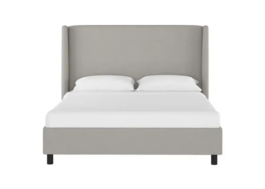 Kelly Wingback Linen Platform Bed - Gray, No Box Spring Required, Comfortable & Durable