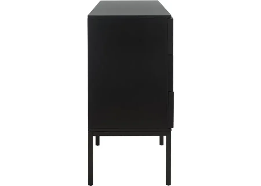 Miranda 6-Drawer Rattan Dresser - Black/Natural