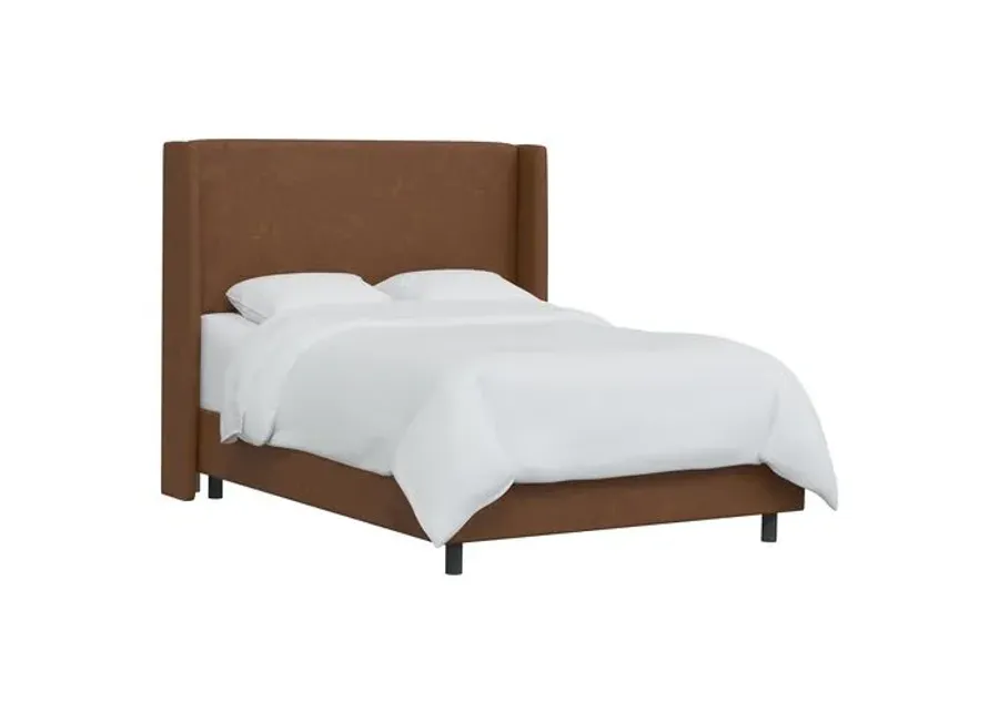 Kelly Faux Leather Wingback Bed - Brown, Mattress, Box Spring Required, Comfortable, Durable