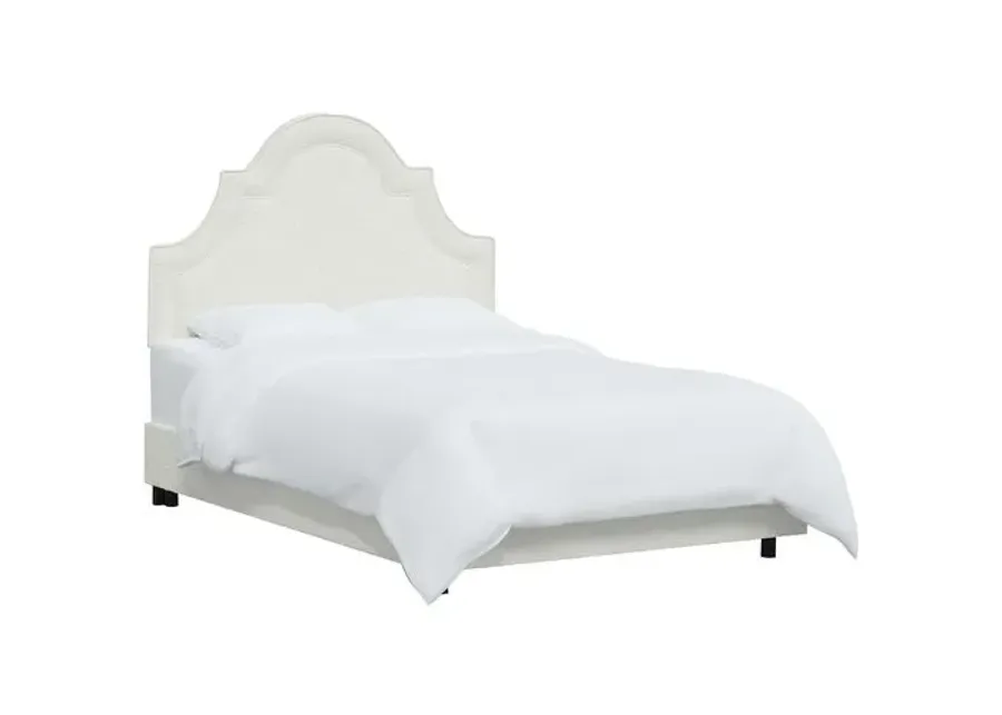Kennedy Boucle Arched Bed - White, Mattress & Box Spring Required, Headboard Padding, Comfortable, Durable