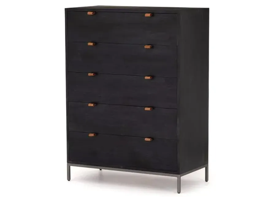 Justina 5-Drawer Tall Dresser - Black Wash Poplar
