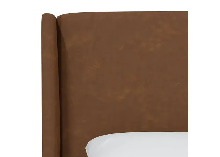 Kelly Faux Leather Wingback Bed - Brown, Mattress, Box Spring Required, Comfortable, Durable