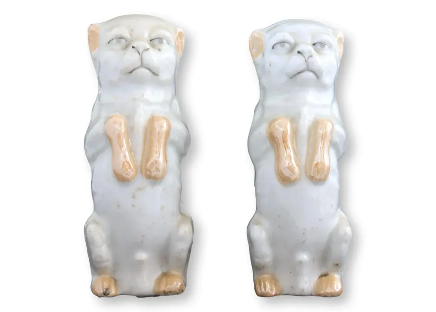 Antique German Porcelain Begging Pugs
