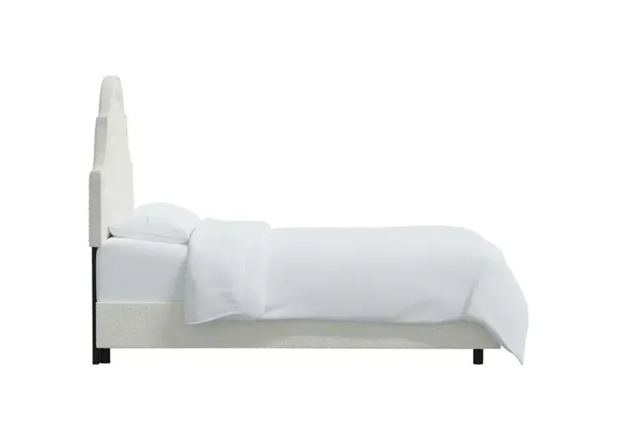 Kennedy Boucle Arched Bed - White, Mattress & Box Spring Required, Headboard Padding, Comfortable, Durable