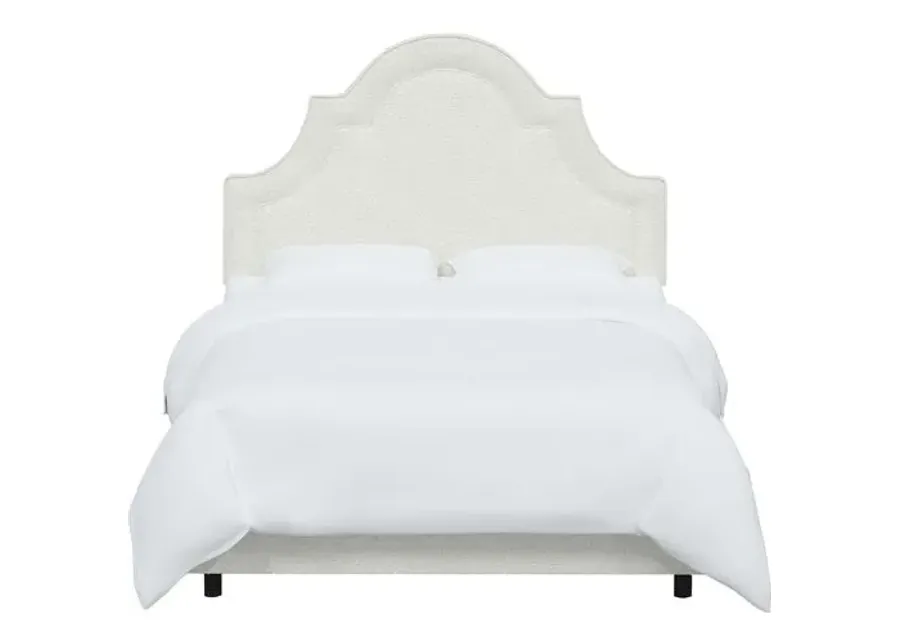 Kennedy Boucle Arched Bed - White, Mattress & Box Spring Required, Headboard Padding, Comfortable, Durable