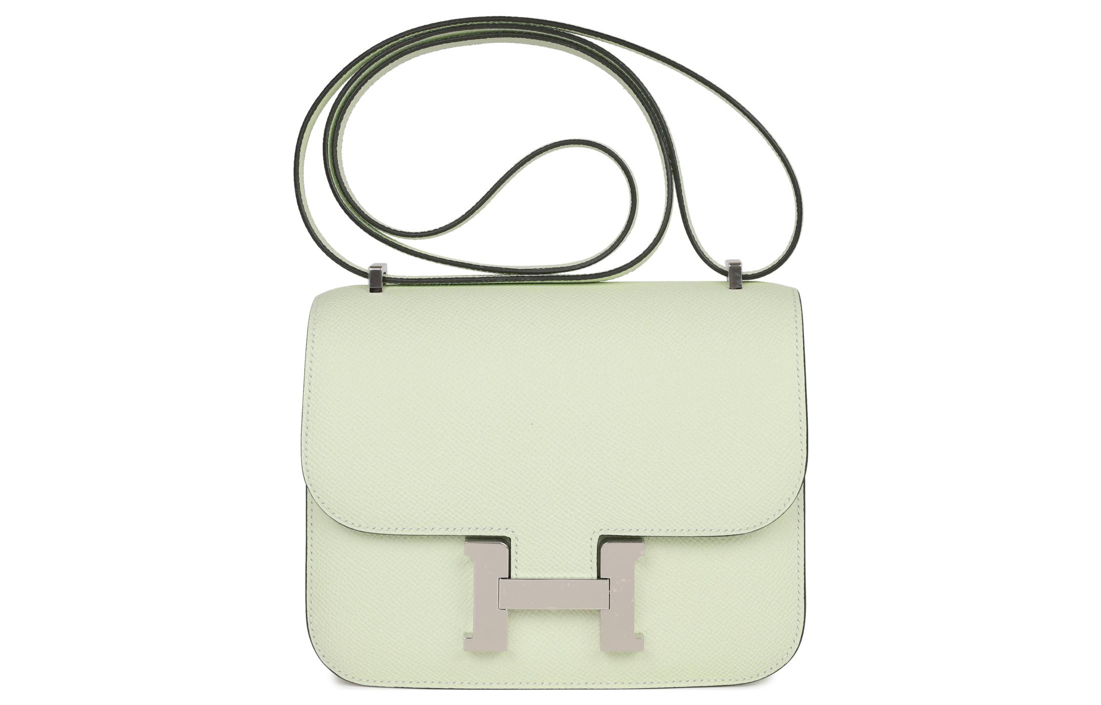 HERMES Constance 19 Epsom Leather Shoulder Crossbody Bag with Silver