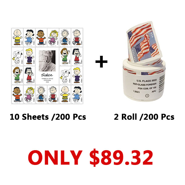 Charles M. Schulz Stamps / U.S. Flag Forever Stamps Roll 2022