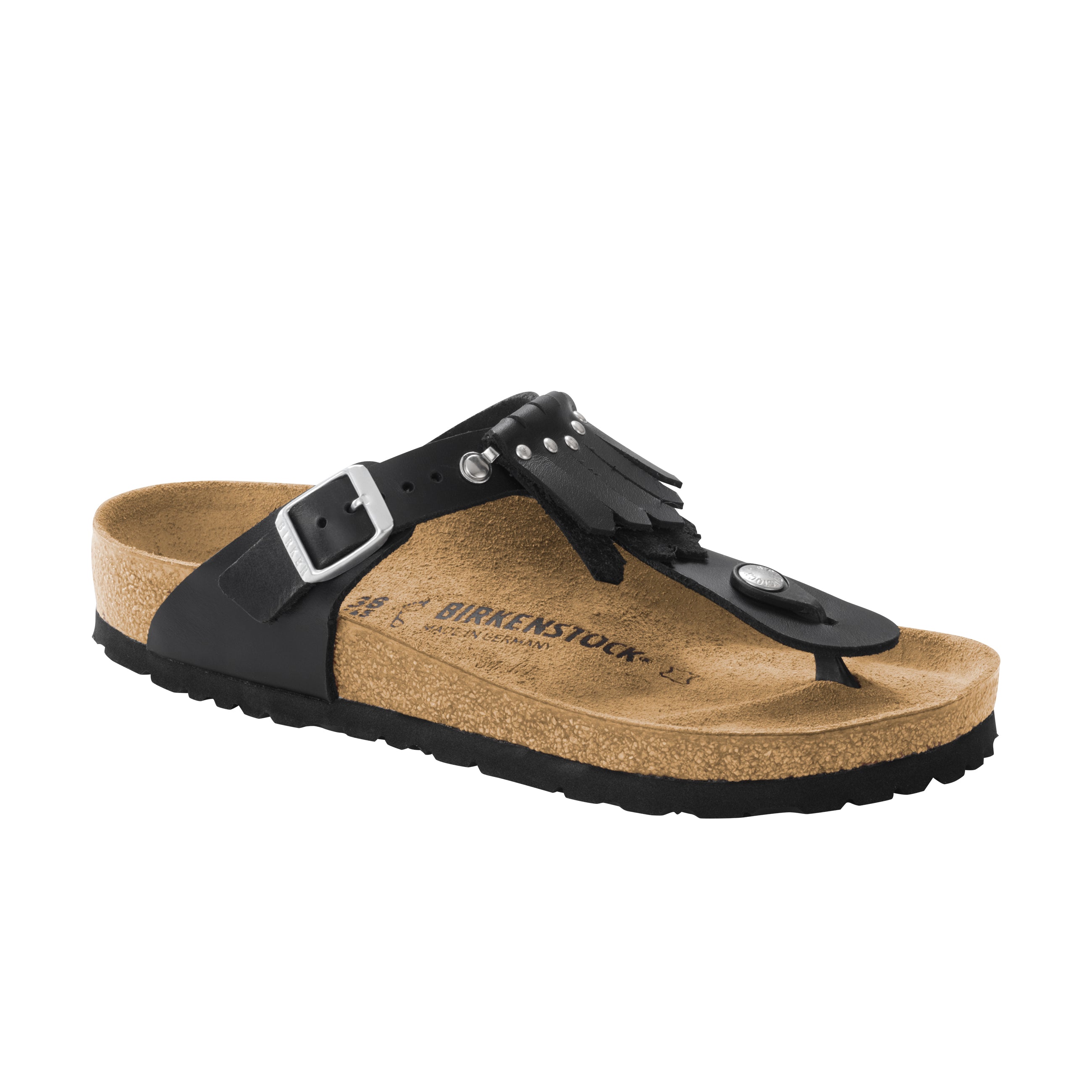 Gizeh Kiltie Fringe Black Nubuck Leather