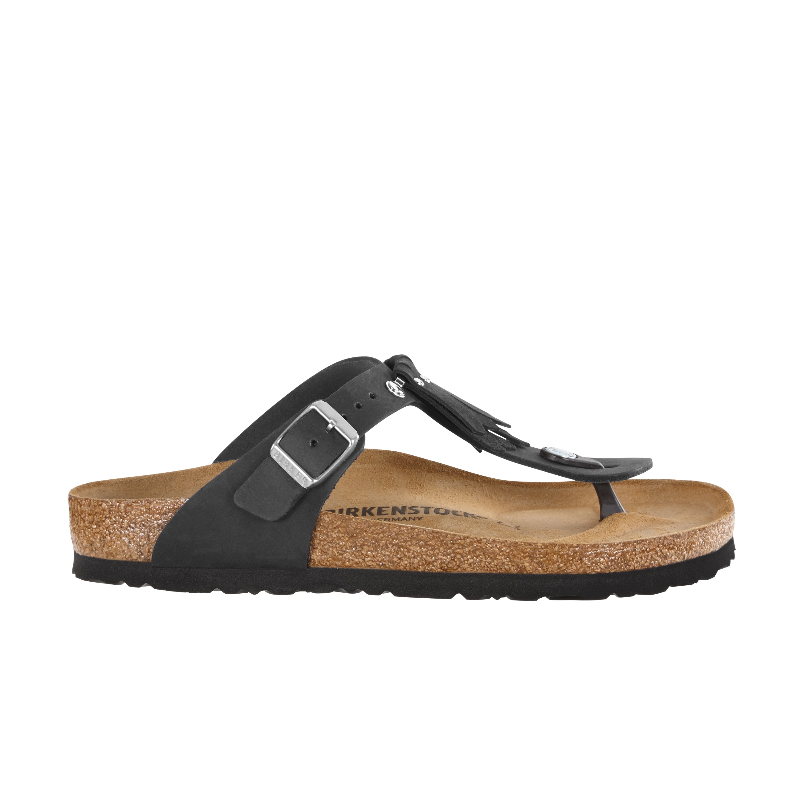 Gizeh Kiltie Fringe Black Nubuck Leather