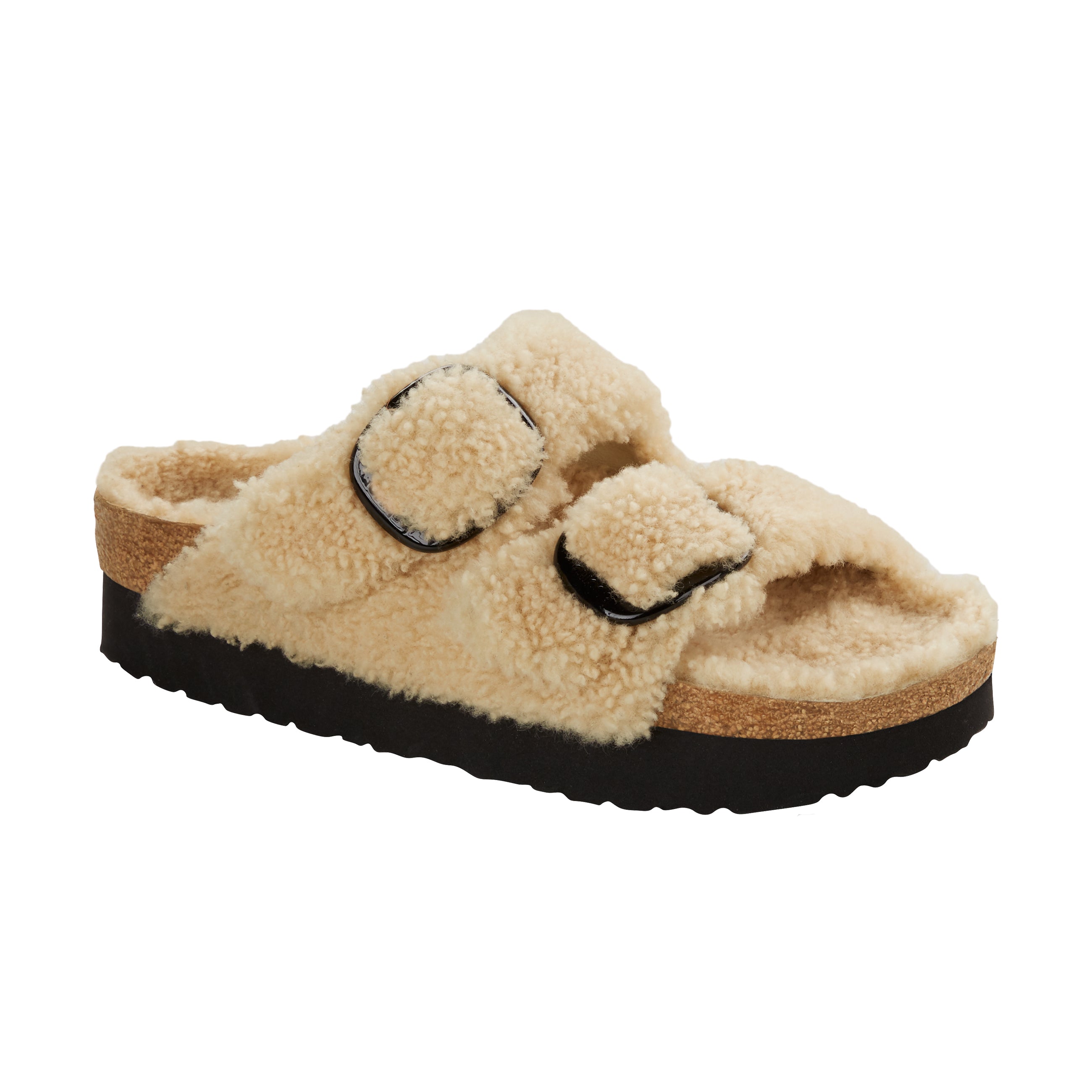 Arizona Big Buckle Platform Fur Eggshell