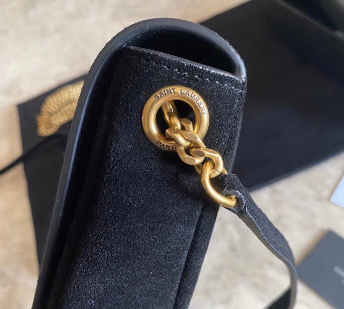 [TOP] Yves Saint Laurent YSL Kate Suede Tassel Medium Bag - Black