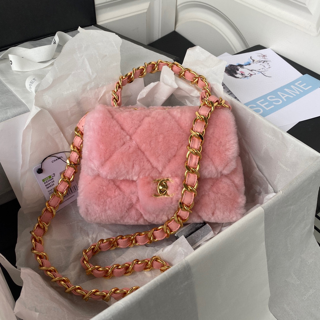 [TOP] CHANEL CoCo Handle Bag Pluffy Fur 20CM - Purple/Pink/Black/White