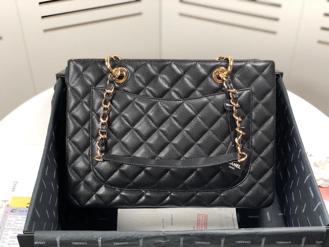 [TOP] CHANEL Grand Shopping Tote Caviar Leather 33x24x13cm - Black & GHW