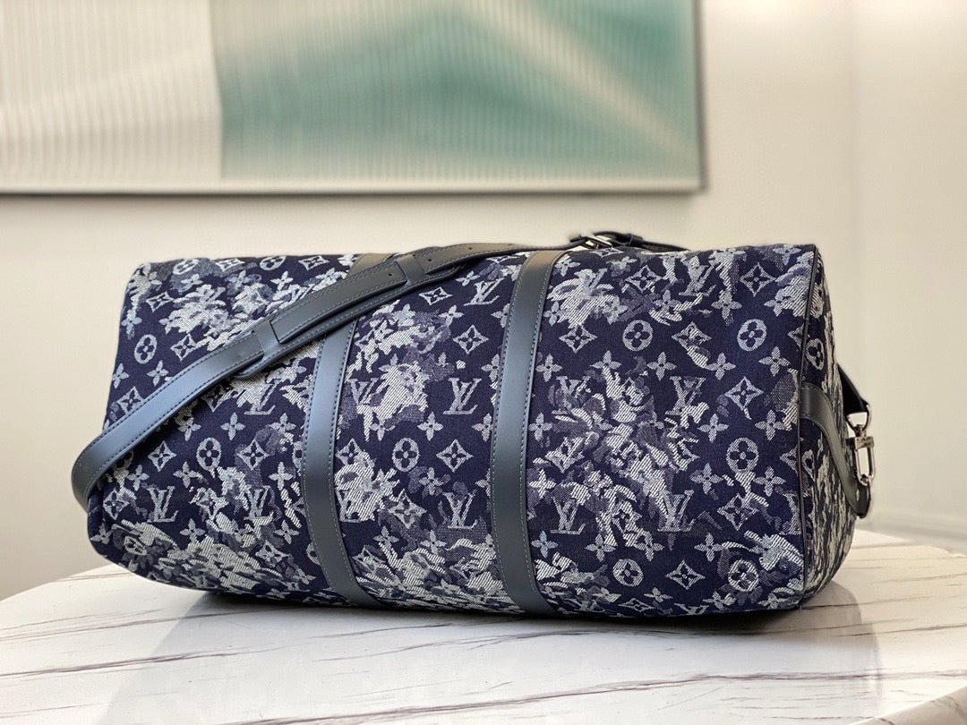 [TOP] Louis Vuitton LV Duffle Keepall Travel Bag 50cm - Virgil Denim