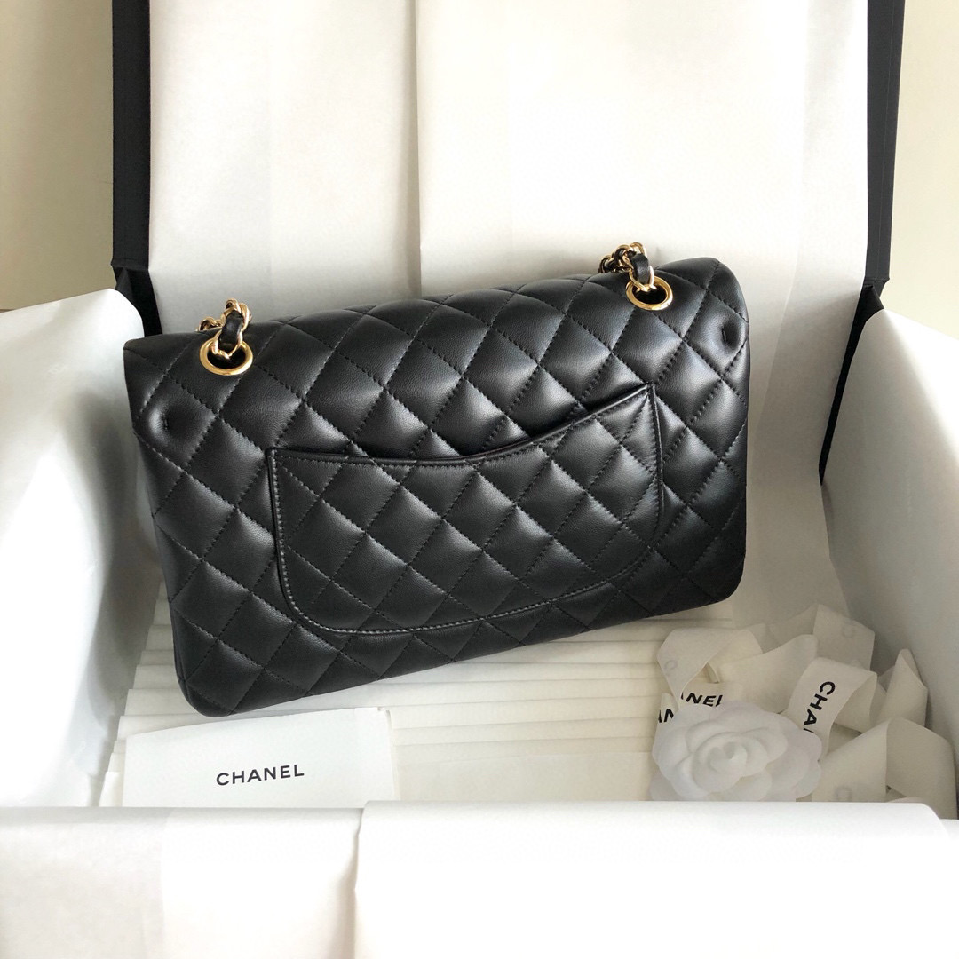 [TOP] CHANEL Classic Flap Bag Lambskin Medium 25.5cm – Black & GHW