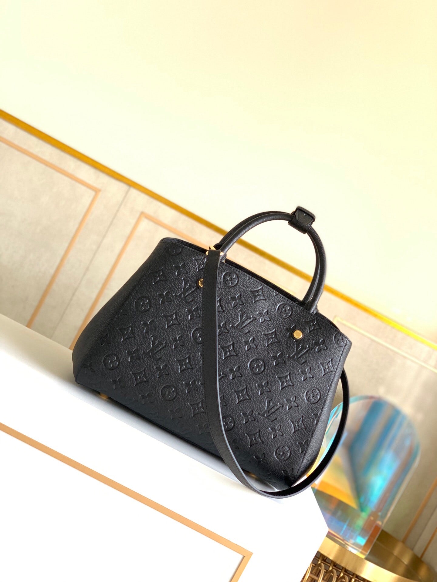 [TOP] Louis Vuitton LV LV Montaigne MM Empreinte Bag - BLACK