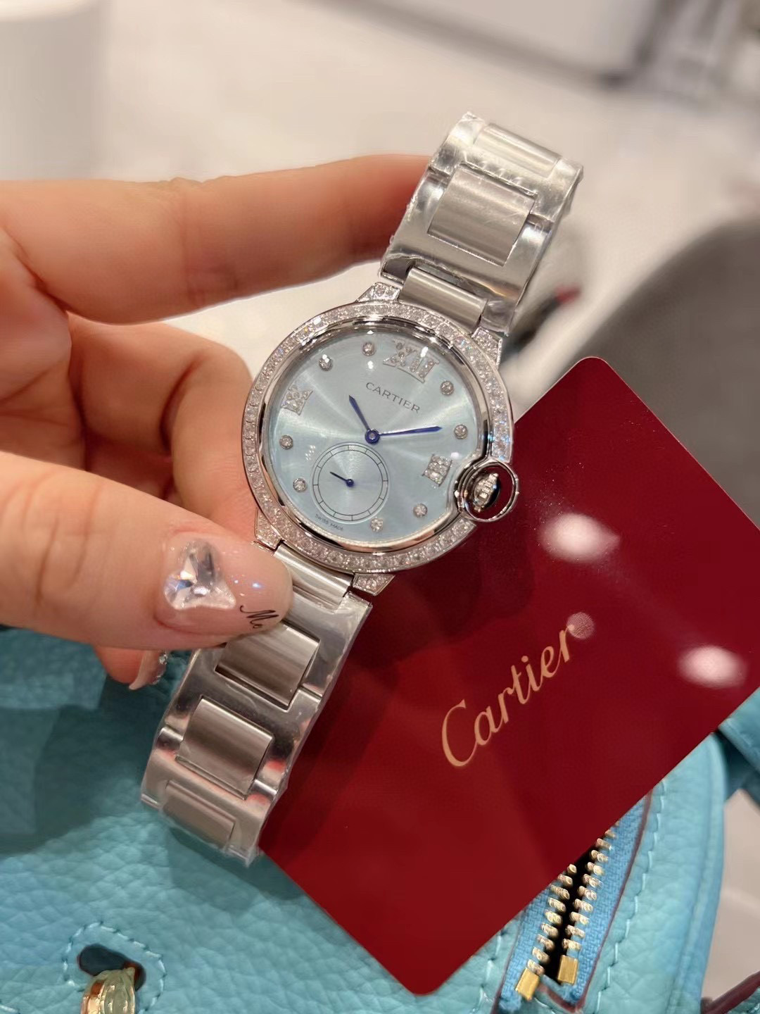 [TOP] Cartier BALLON BLEU DE WATCH Blue - Leather/Steel