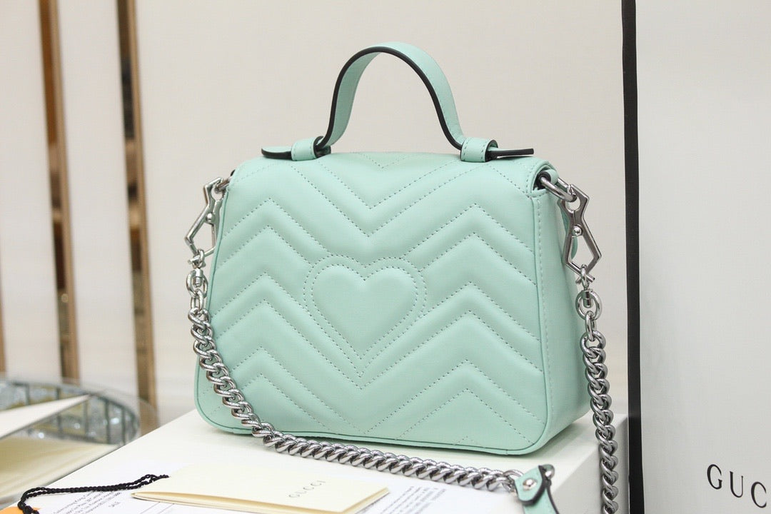 [TOP] GUCCI GG Marmont Bag Top Handle 27*13.5*10 - Baby Blue
