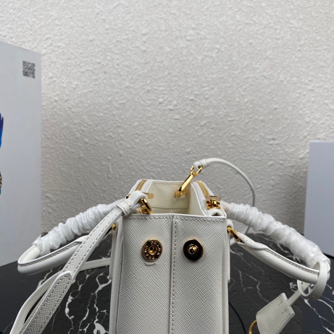 [TOP] PRADA Galleria Mini Saffiano Bag 20x15x9.5cm - White