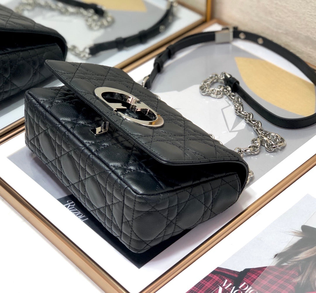 [TOP] Christian Dior Caro Bag Small - Black and Silver