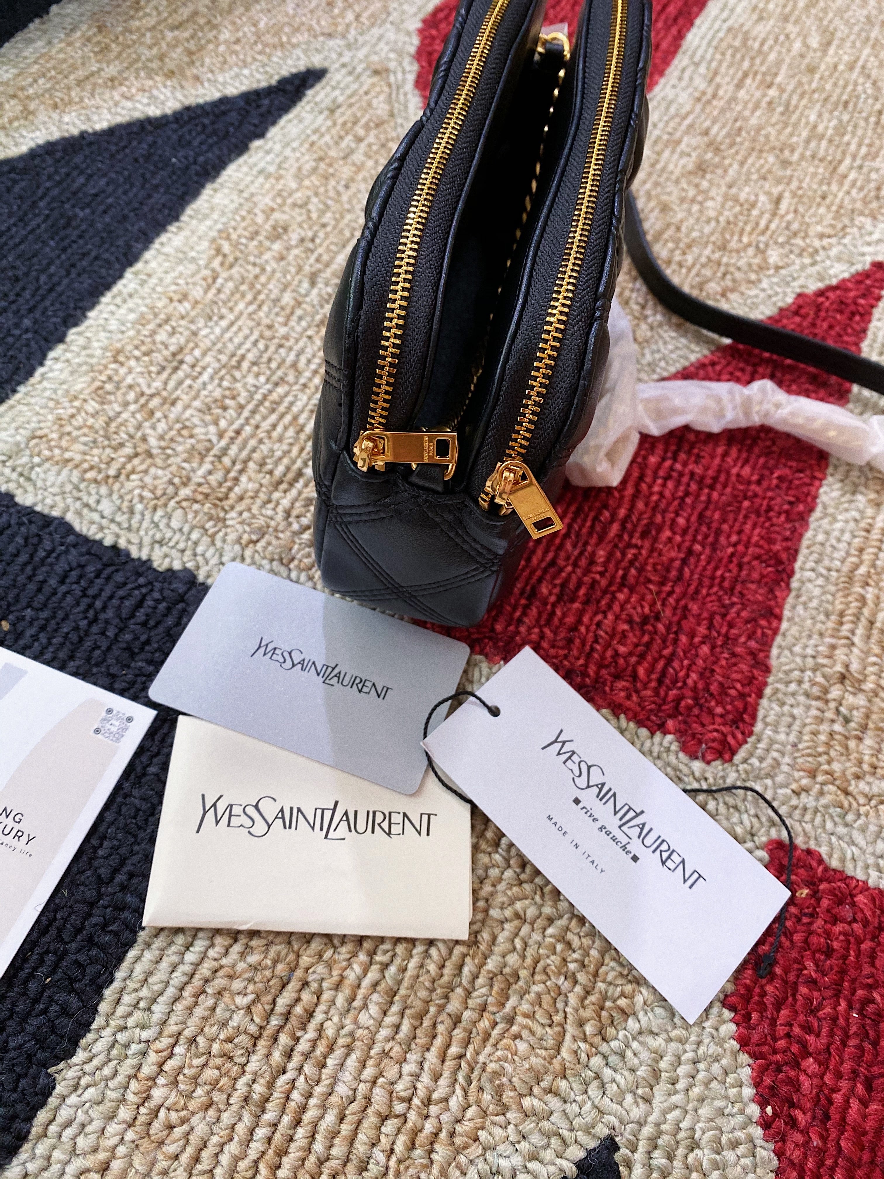 [TOP] Yves Saint Laurent YSL YSL Black Becky Double Zip Pouch