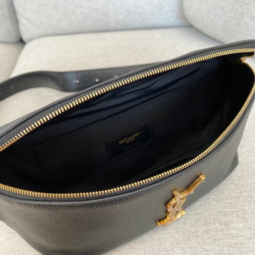 [TOP] Yves Saint Laurent YSL Monogram Belt Bag Caviar Skin - Black w GHW