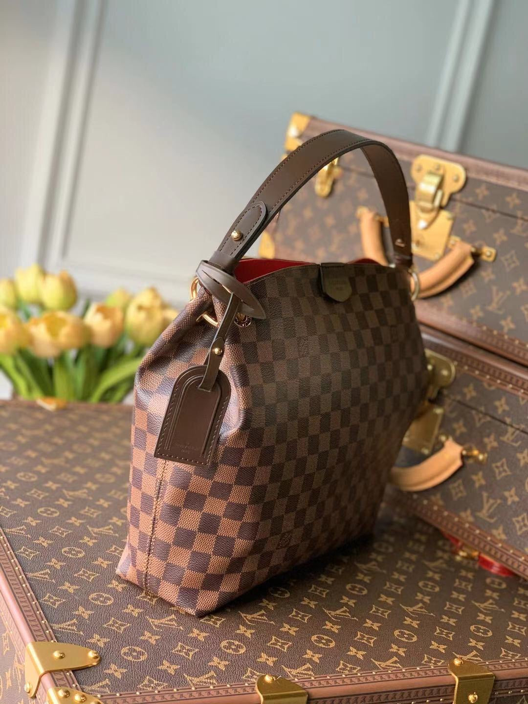 [TOP] Louis Vuitton LV Graceful PM Monogram Bag 35x30x11cm- Red