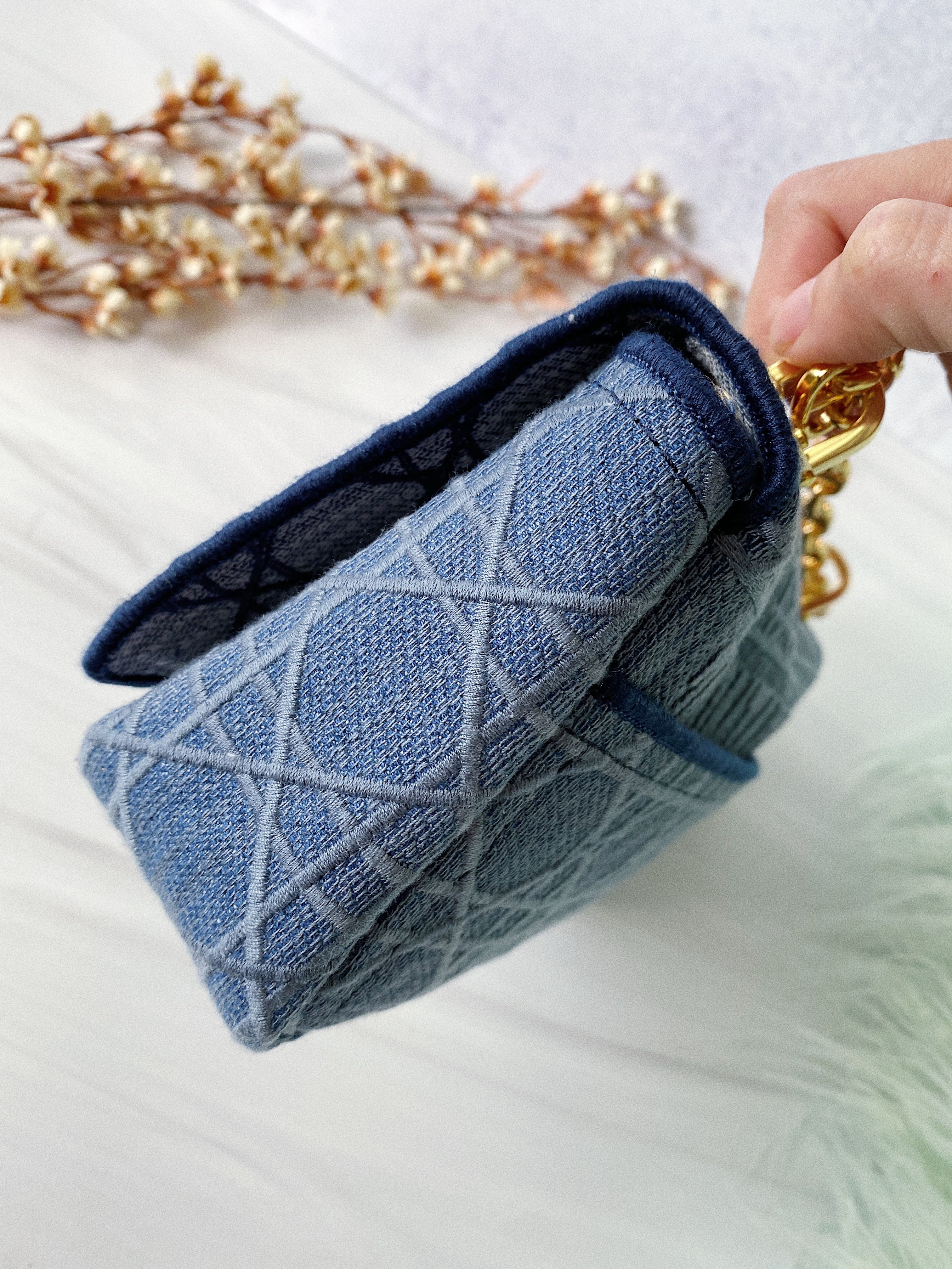 [TOP] Christian Dior Caro Bag Small - Blue Denim