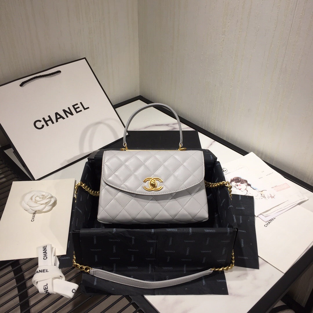 [TOP] CHANEL Trendy Spirit Top Handle Quilted Bag - Grey