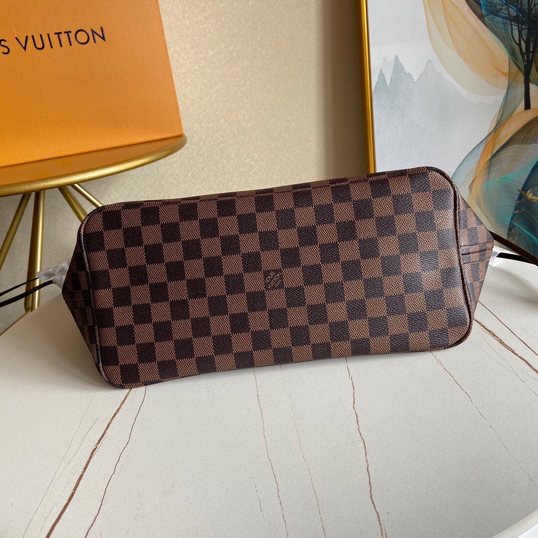 [TOP] Louis Vuitton LV LV Neverfull MM Damier Ebene 32x17x28cm  - Red