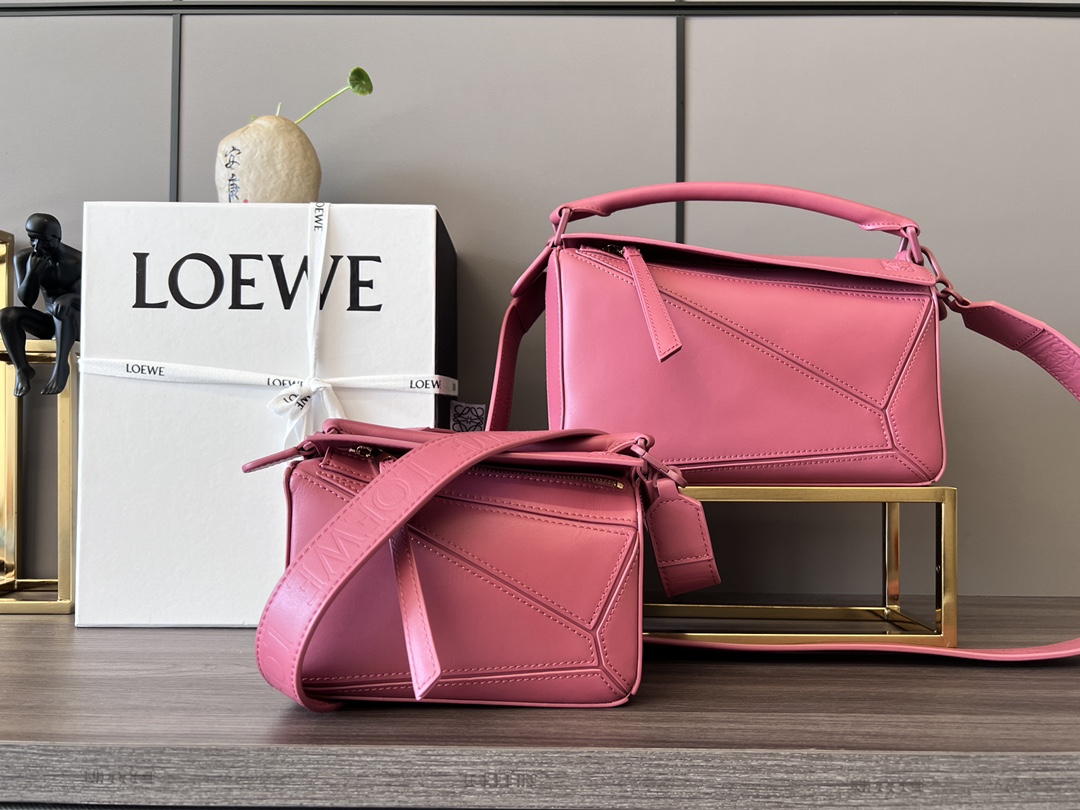 [TOP] LOEWE Puzzle Bag 17.5*7.5*10.5cm/24*10*14cm  - Pink