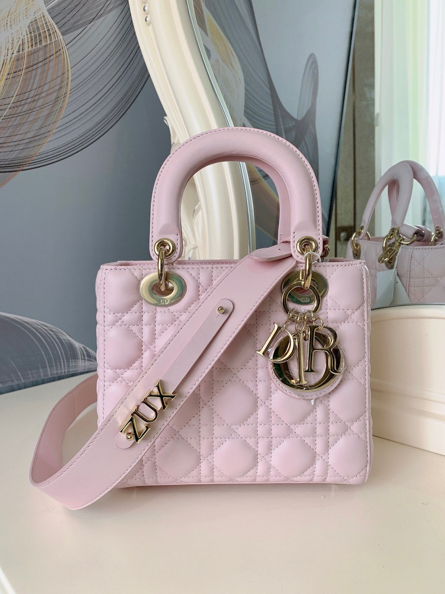 [TOP] Christian Dior Lady Christian Dior Bag  ABC Lambskin - Light Pink