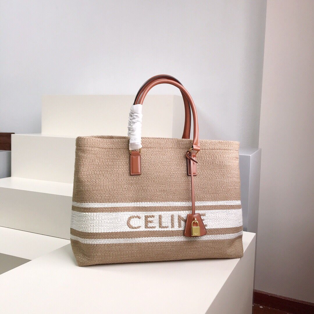 [TOP] CELINE Horizontal Cabas Tote Bag - Brown