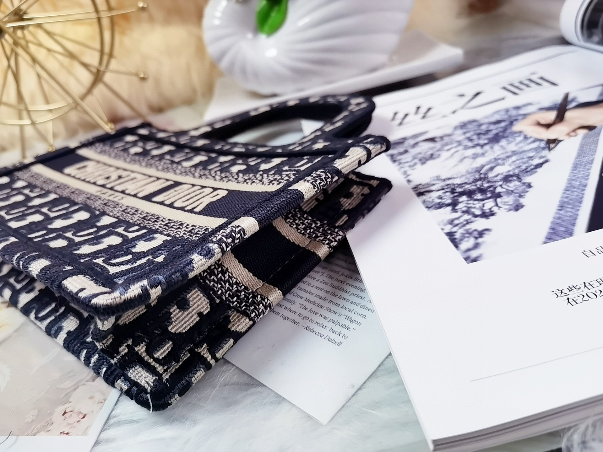 [TOP] Christian Dior Book Tote Bag Monogram Mini