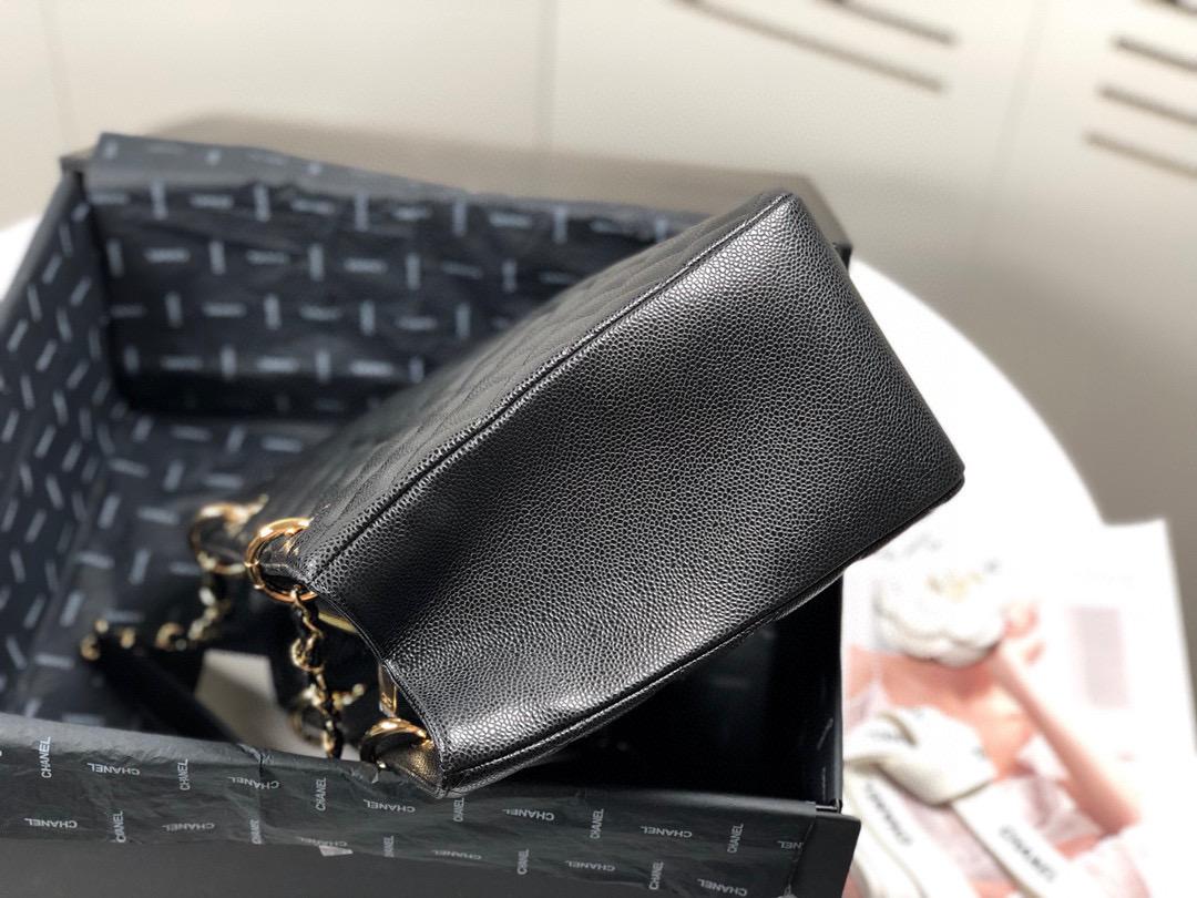 [TOP] CHANEL Grand Shopping Tote Caviar Leather 33x24x13cm - Black & GHW