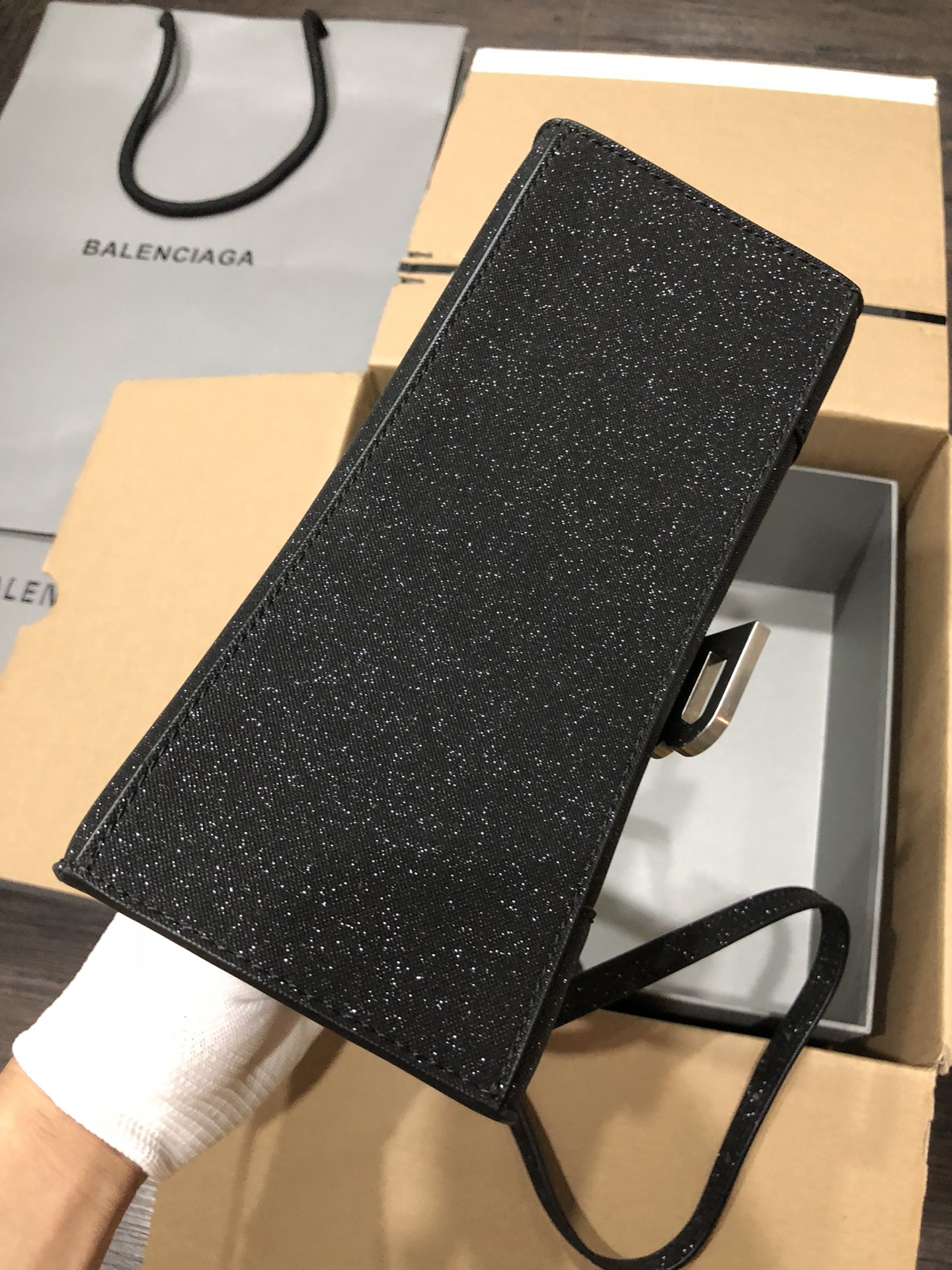 [TOP] BALENCIAGA Starry Sky Hourglass Bag 19/23cm - Black