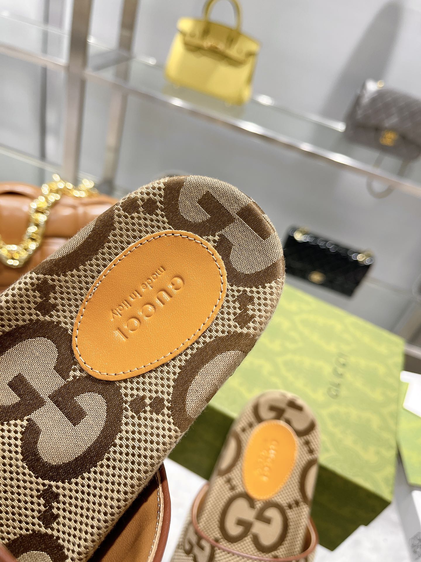 [TOP] GUCCI G*G Sideline Monogrammed Canvas Slides - Brown